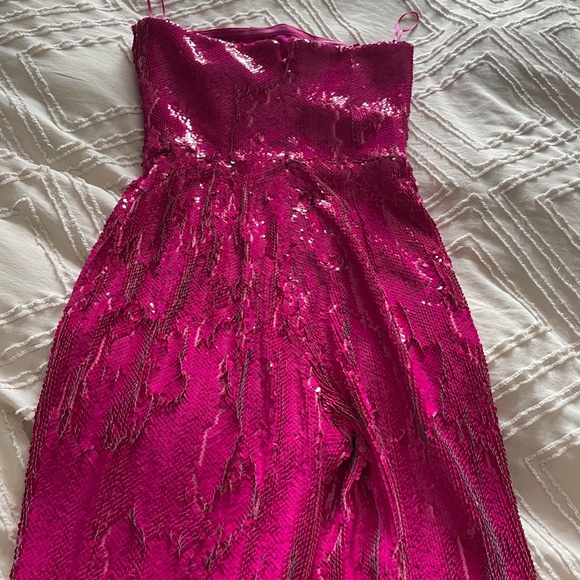 Hot Pink Sequin Jumpsuit, Dress the Population Size Small - Picture 3 of 7